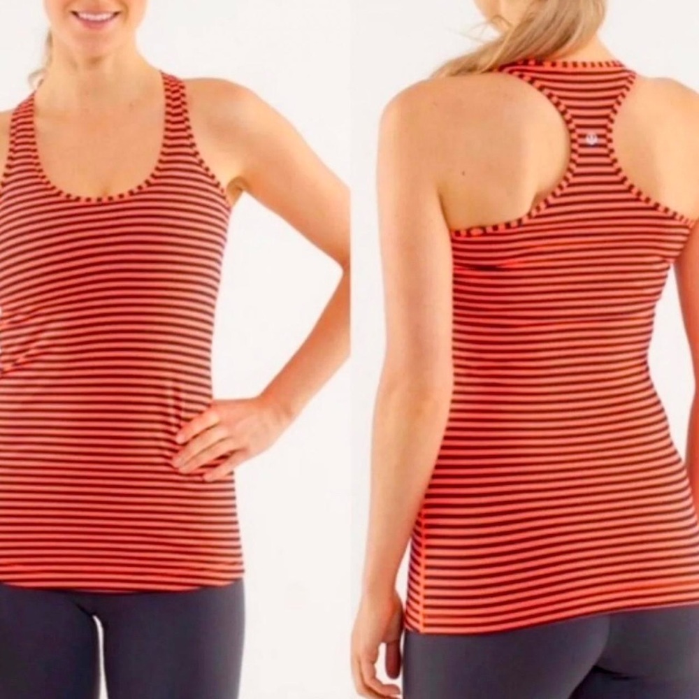 Neon orange/black stripped LULULEMON tank